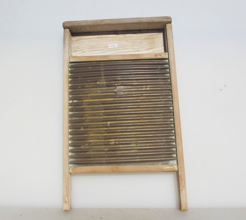 Antique wood brass washboard - antique, &